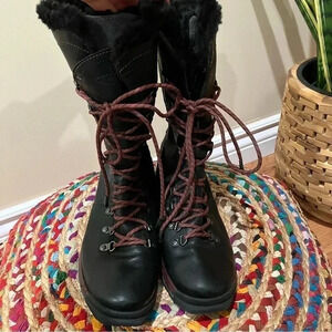 Merrell black hiking high burgundy lace  boots